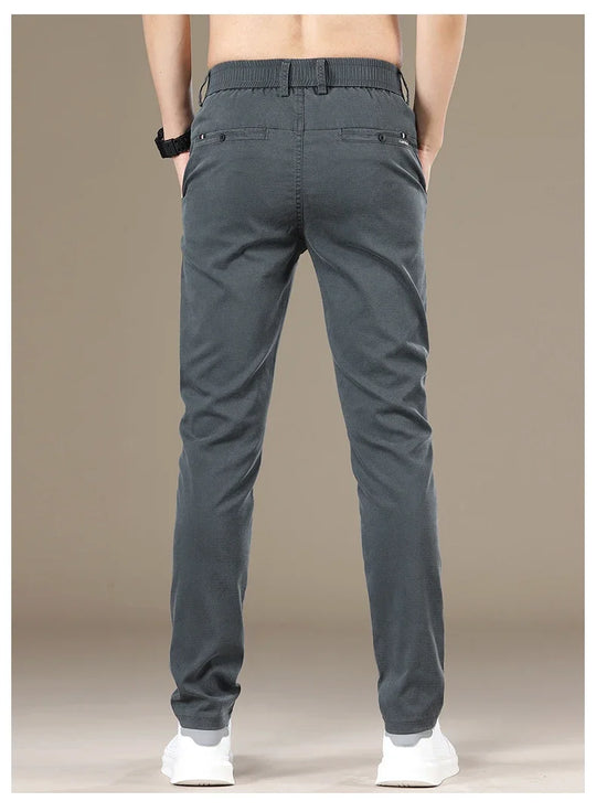 New 2025 Summer Lyocell Fabric Mens Casual Pants Hight Quality Fashion Slim Business Trousers Brand Elastic Soft Cargo Pants