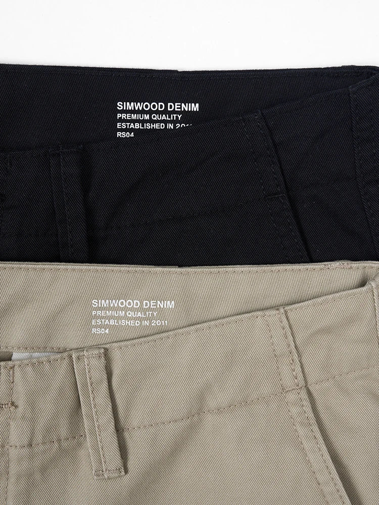 SIMWOOD 2024 Autumn New Regular Straight Pants Men 320gsm Dark Washed