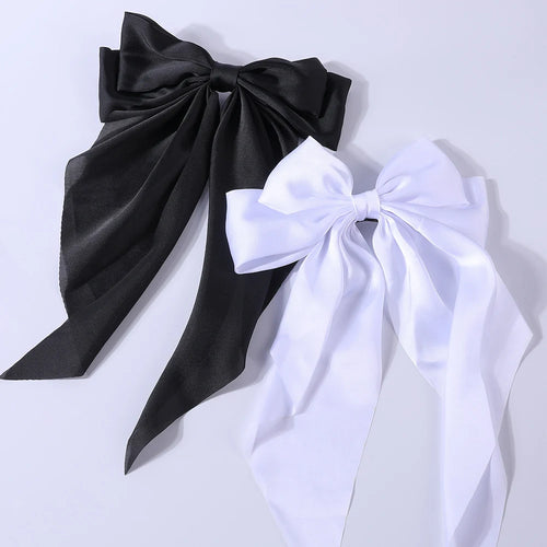 2Pcs/Set Elegant Bow Ribbon Hair Clip Women Fashion Solid Bowknot