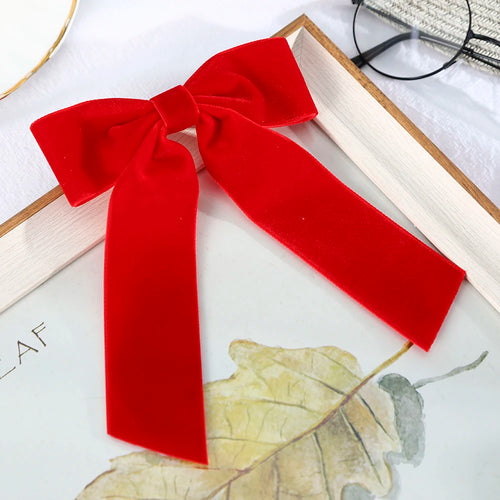 Bow Velvet Barrettes Women Temperament Ponytail Hairpin Hair Clip