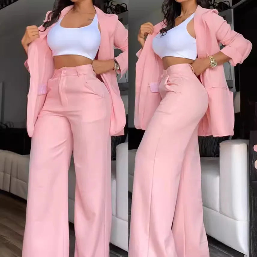 Woman Elegant Blazer Sets New Autumn Fashion Women's Notched Collar