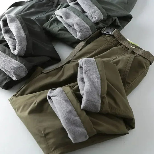 S-6XL Tooling Pants Thick Waterproof Fleece Cargo Pants Men Women