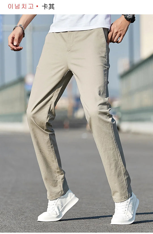 Top Grade 98% Cotton New Brand Casual Fashion Streetwear Slim Fit Long Pants Straight Pencil Trousers Men's Clothing