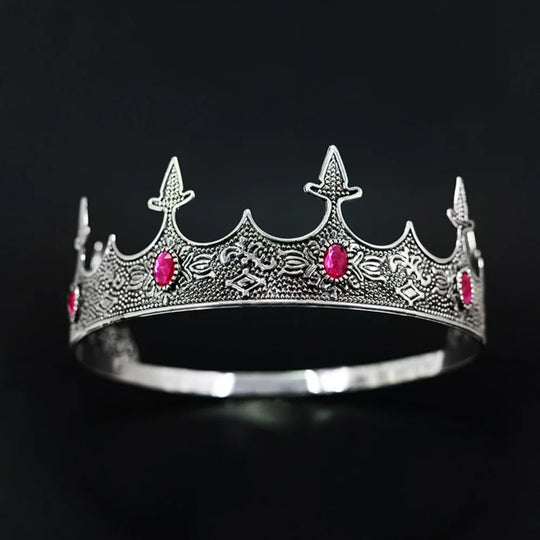 Trendy Vintage Baroque Crown Antique Bronze Elegant King Tiara Crown Adjustable Multicolor Prince Rhinestone Tiara Men