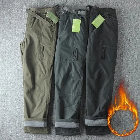 S-6XL Tooling Pants Thick Waterproof Fleece Cargo Pants Men Women