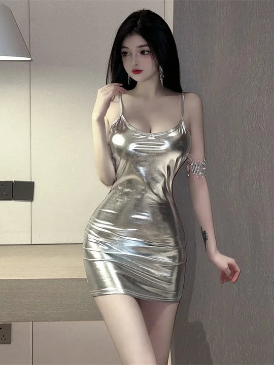 Women's 2023 Summer New Sexy Spicy Girl Temperament backless Silver