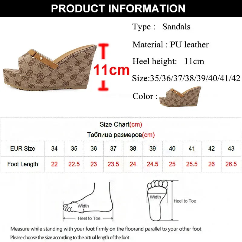 Brand Design Wedge Heel Sandals Women 2025 Summer Chunky Platform Mule Slippers Woman Sexy Super High Heels Sandalias De Mujer