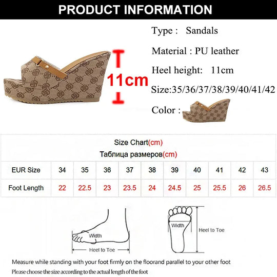 Brand Design Wedge Heel Sandals Women 2025 Summer Chunky Platform Mule Slippers Woman Sexy Super High Heels Sandalias De Mujer