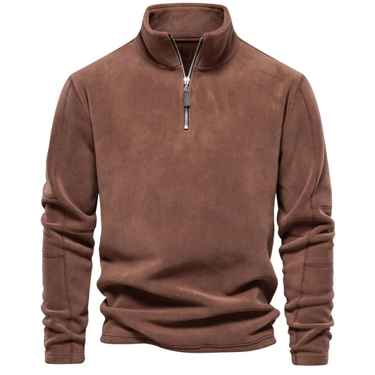 Autumn Winter New Warm Polo Shirts Men's Lamb Wool Sweatshirt Standing