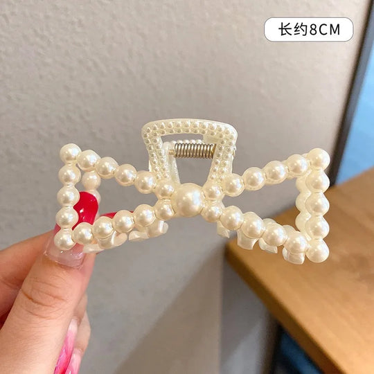 5Piece Elegant Faux Pearl Hair Claw Set Versatile Clips for All Hair