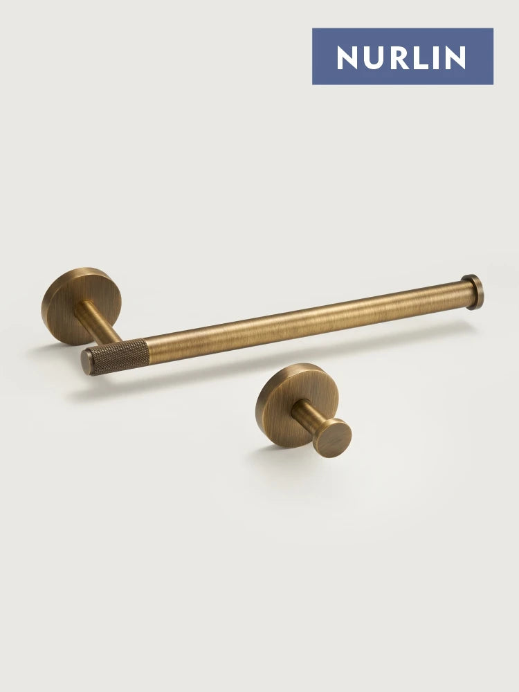 NU Brass Knurled Antique Bronze Bathroom Hardware Towel Rack