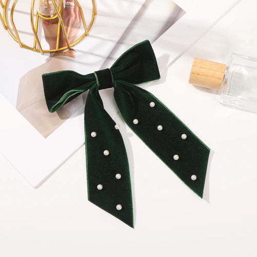 Bow Velvet Barrettes Women Temperament Ponytail Hairpin Hair Clip