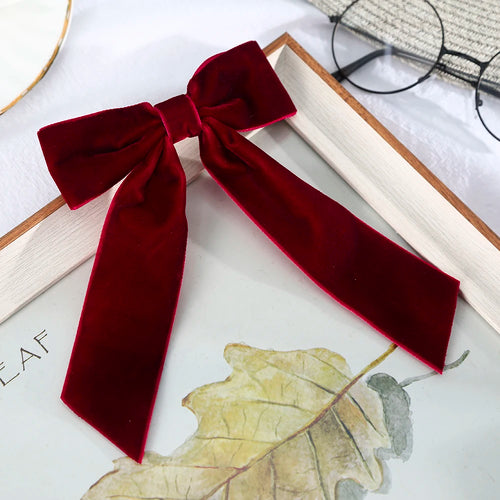 Bow Velvet Barrettes Women Temperament Ponytail Hairpin Hair Clip