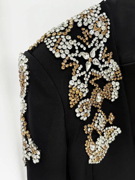 HIGH STREET Newest 2024 Designer Suit Women Beaded Diamonds Stand