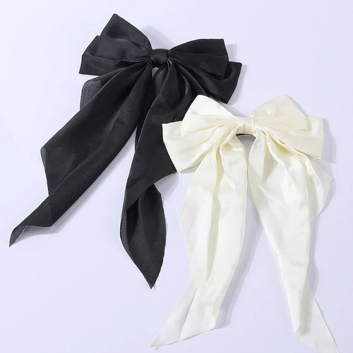 2Pcs/Set Elegant Bow Ribbon Hair Clip Women Fashion Solid Bowknot