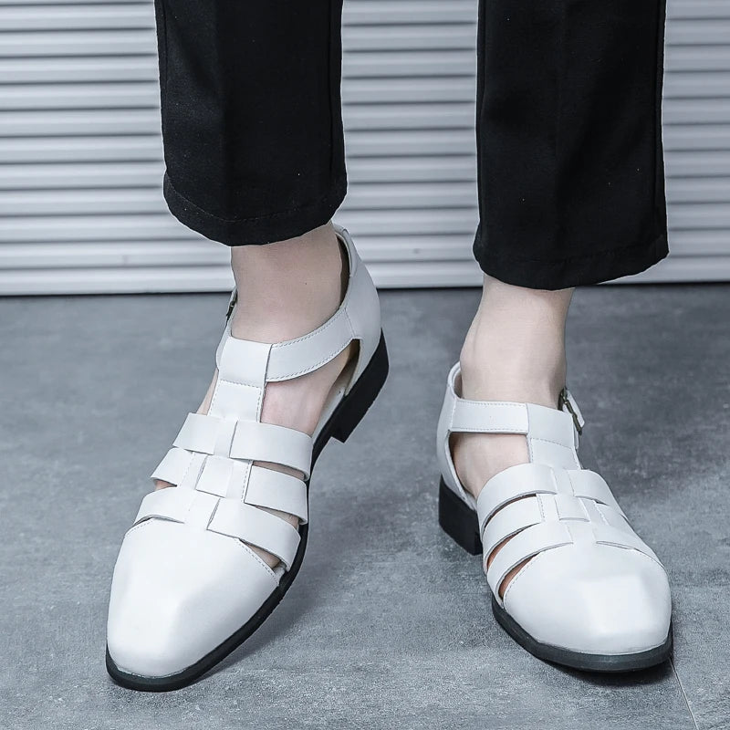 New Soft Leather Men's Sandals Outdoor Summer Beach Shoes Comfortable Male Roman Shoes All-match Sandaly Hollow Out Casual Shoes