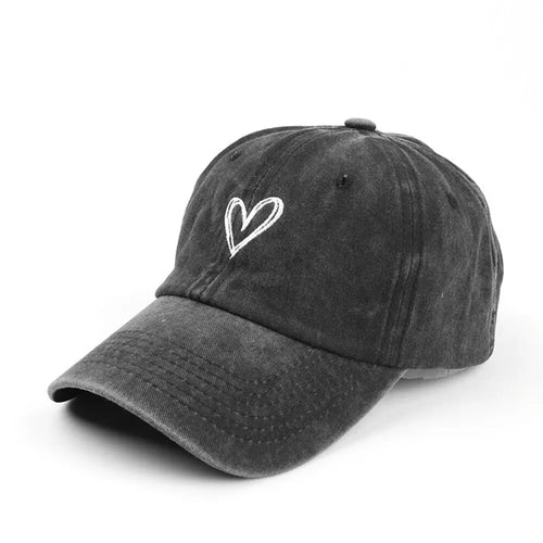 Spring/SummerHat Female Embroidered Peach Heart Wash Denim Baseball