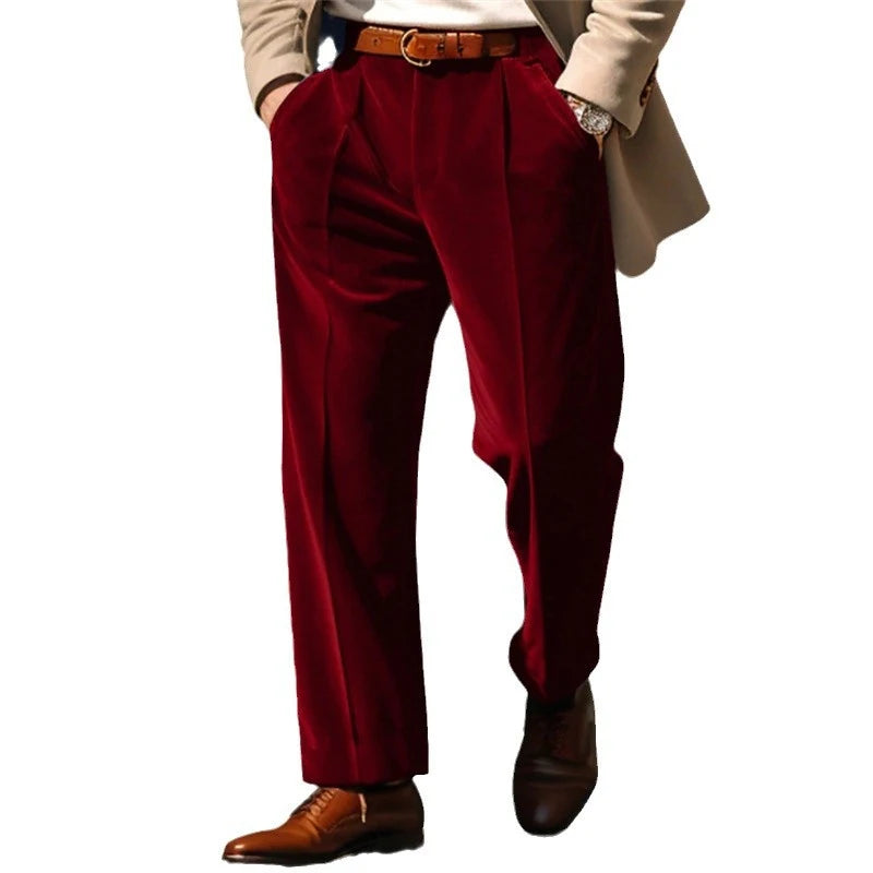 Vintage Velvet Daily Business Trouser Streetwear Autumn Winter Mid