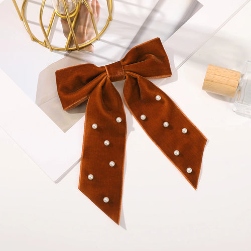Bow Velvet Barrettes Women Temperament Ponytail Hairpin Hair Clip