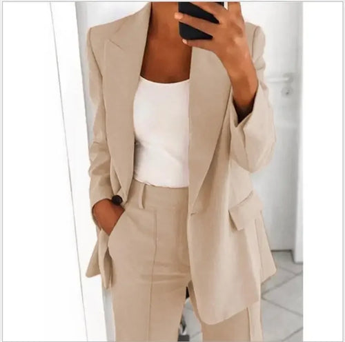 2024 S-5XL Women's Blazer Casual Long-sleeved Top Solid Color Suit
