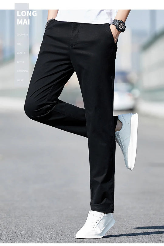 Top Grade 98% Cotton New Brand Casual Fashion Streetwear Slim Fit Long Pants Straight Pencil Trousers Men's Clothing