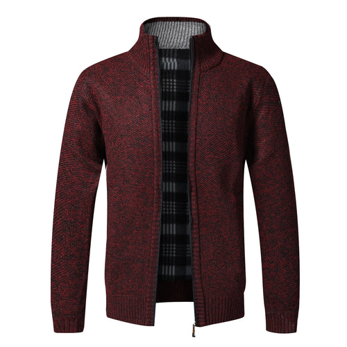 Autumn Winter Warm Cardigan Men Fleece Sweaters Full Zip Jackets Slim