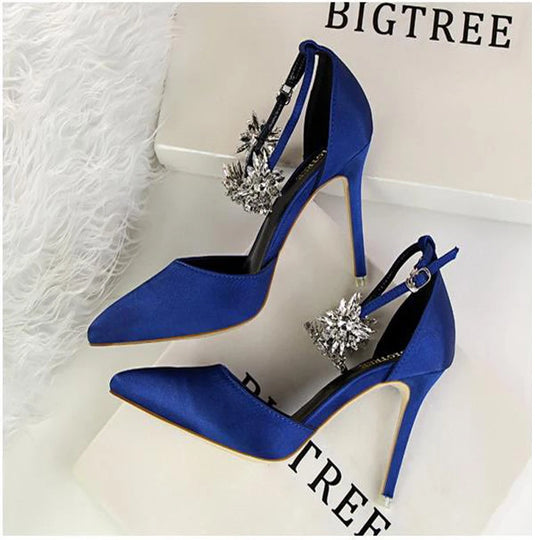New Arrival Women Sandals High Heels 8Cm Elegant Office Ladies Shoes Women Sandals Silk Material Luxury Singles Party Shoes