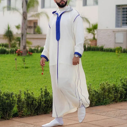 Muslim Robes Men Clothing Kaftan Eid Thobe Kurta Arab Turkish Dress Dubai Islam Habit Ethnic Leisure Long Sleeve Jalabiya