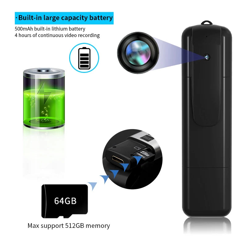 GJUELIRRA V8 Police Body Camera 1080P Full HD Wearable Video Security Cam IR Night Vision Mini Camcorders Mini Body Camera