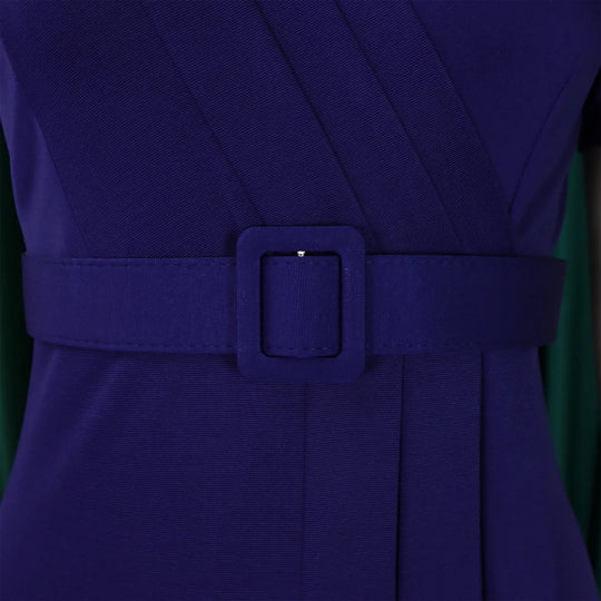 Elegant Office Dresses for Women V Neck Short Sleeve Belt Waisted Pleated Mid Calf Formal Business Work Wear Dress Midi Clothes