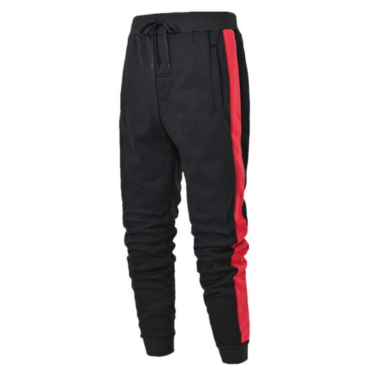 Mens Casual Hip Hop Pants Lace up Track Cuff Spliced Solid Color