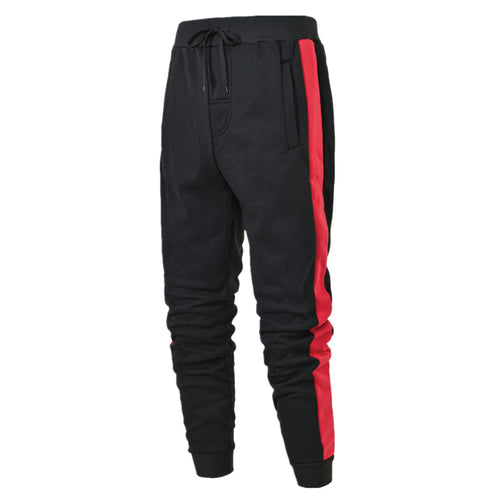 Mens Casual Hip Hop Pants Lace up Track Cuff Spliced Solid Color
