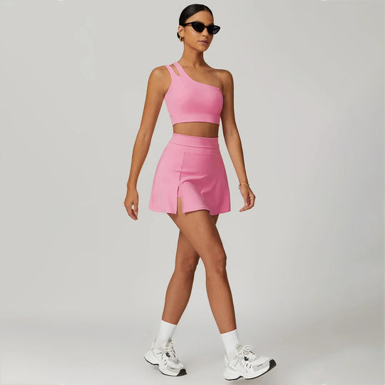 Tennis Dress Yoga Suit Slant Single Shoulder Bra Quick Dry Fitness