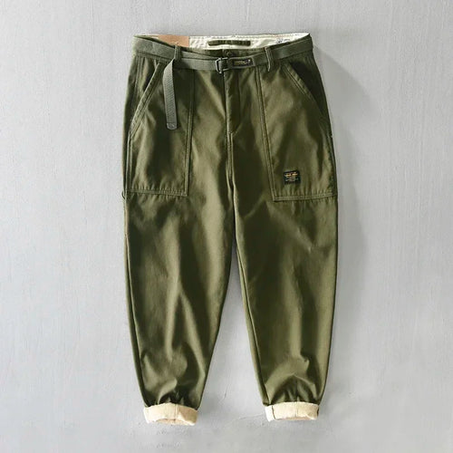 HIQOR Winter Cargo Pants Men Warm Thicken Outdoor Trousers Loose