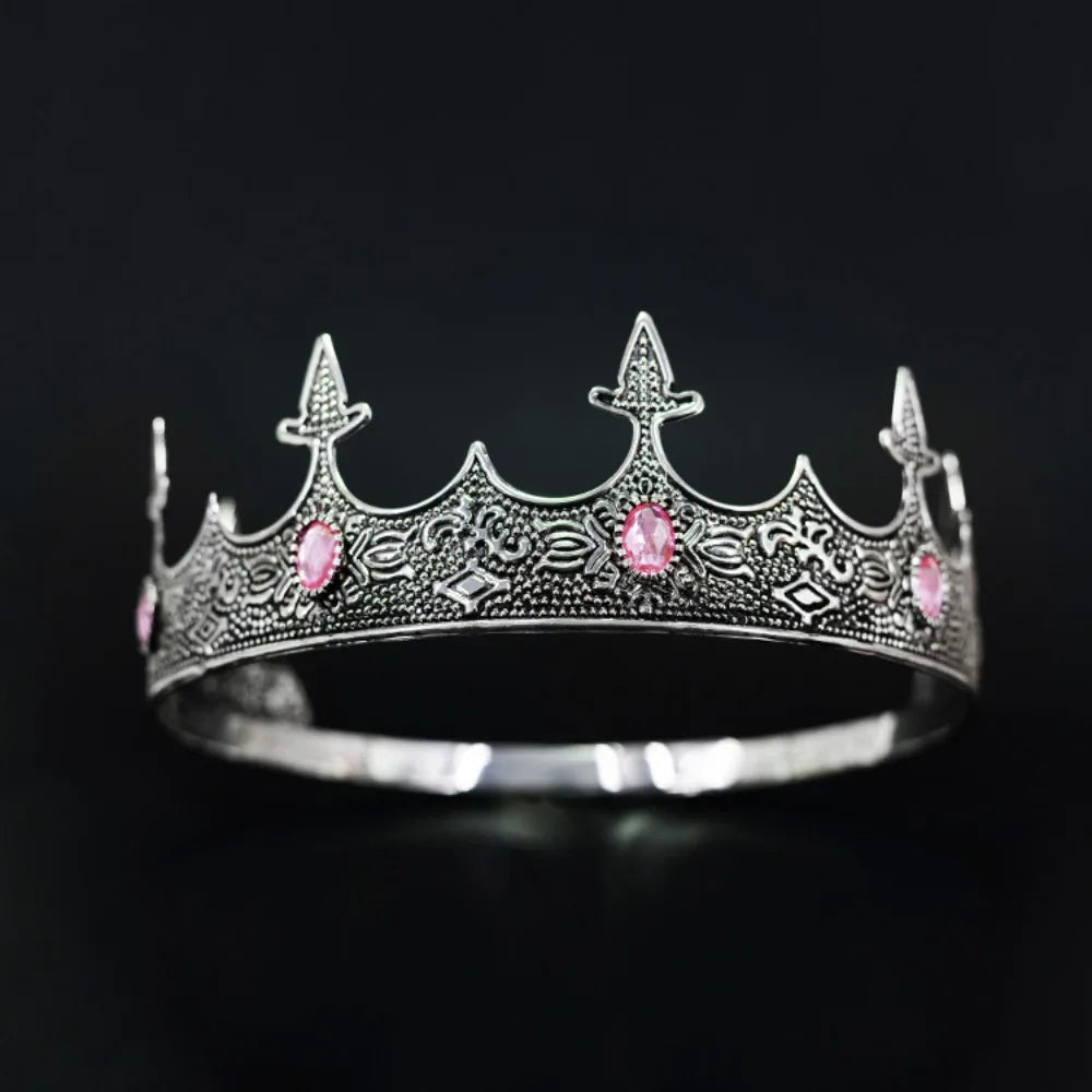 Trendy Vintage Baroque Crown Antique Bronze Elegant King Tiara Crown Adjustable Multicolor Prince Rhinestone Tiara Men