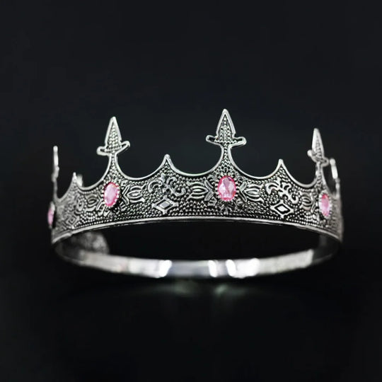 Trendy Vintage Baroque Crown Antique Bronze Elegant King Tiara Crown Adjustable Multicolor Prince Rhinestone Tiara Men