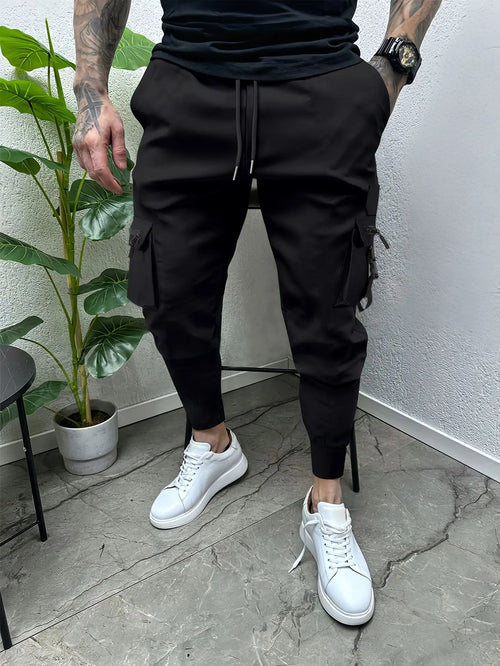 Spring and Autumn men ebay casual multi-pocket slim foot overalls