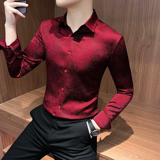 Spring and summer new stylish personality casual printed men's shirt