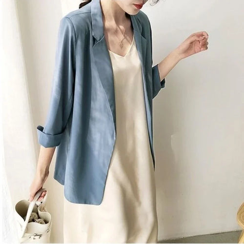 Spring Women Thin Blazers Sun Protection Suit 2024 Female Summer Black