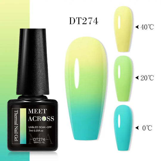 MEET ACROSS 7ml Thermal Gel Nail Polish Manicure 3 Layers Temperature Changing UV Gel Semi Permanent Soak Off Varnish Nail Art