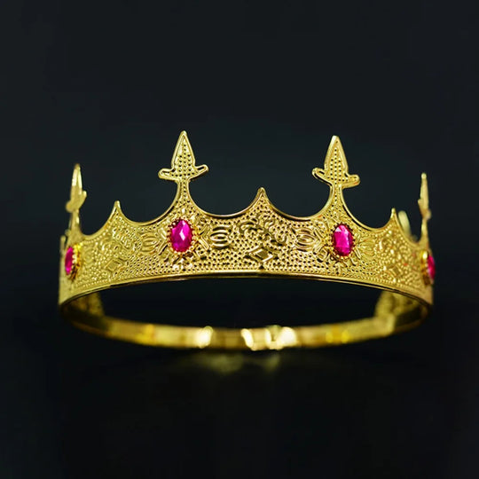 Trendy Vintage Baroque Crown Antique Bronze Elegant King Tiara Crown Adjustable Multicolor Prince Rhinestone Tiara Men