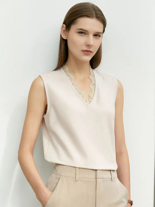Amii Minimalism Spring Office Lady Blazer Women Jacket Lace V-neck