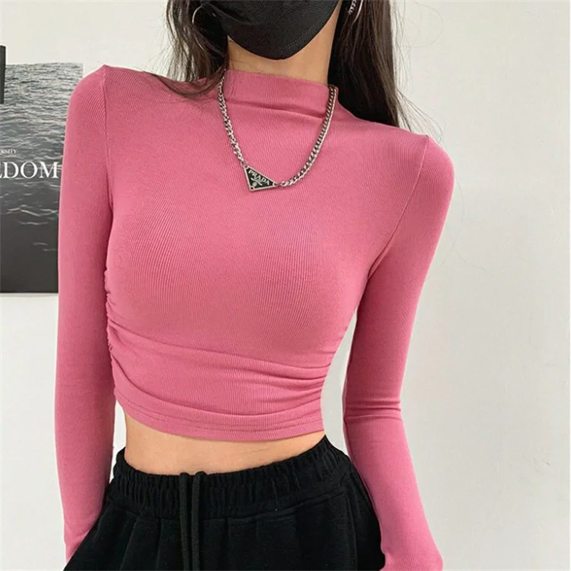 Turtleneck Long Sleeveless Women's T-shirt Spring New Fashion