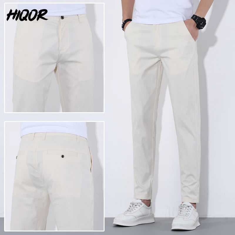 HIQOR Man Pants 9 Colors Mens Casual Long Pants Summer Thin Cotton