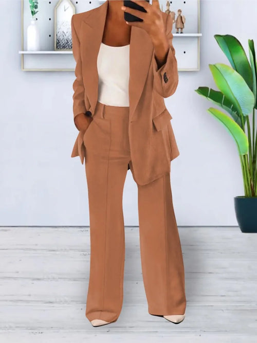 Autumn Winter Solid Color Blazer Women Long Sleeve Suit Simple Casual