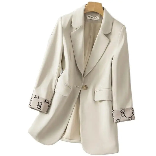 Beige Fashion Leisure Women Suit Jacket 2025 Spring Autumn  Style