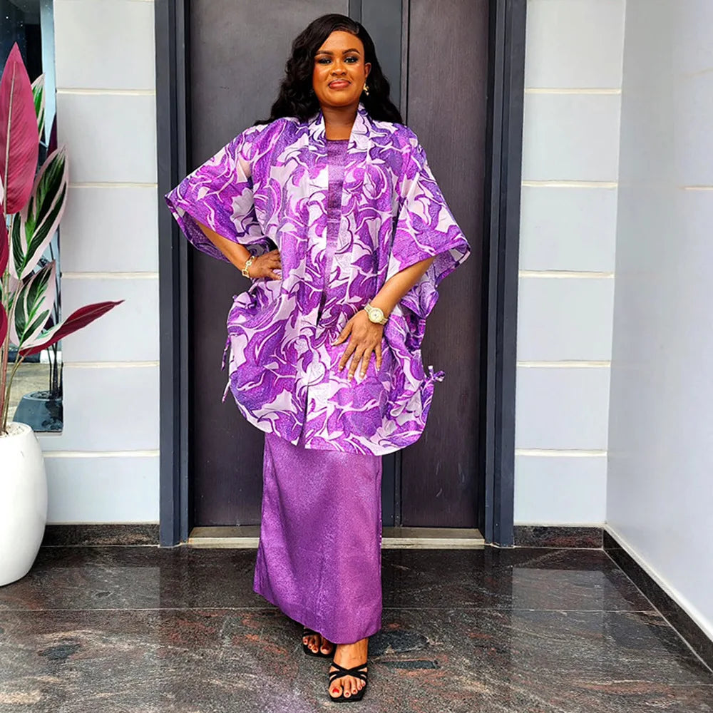 African Clothes for Women 2 PCS Sets Dress and Coat Suits Dashiki Ankara Turkey Wedding Party Dresses Kaftan Bubu Gown Plus Size