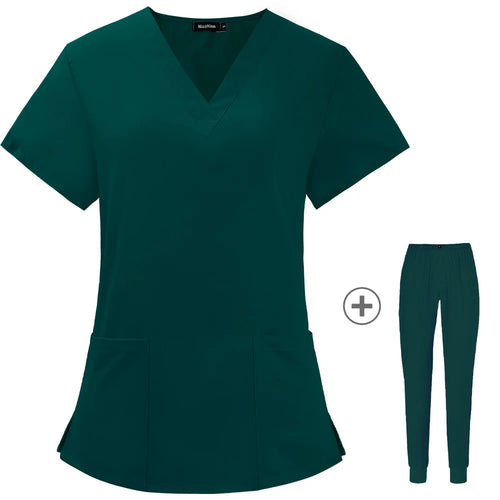Solid Color Nursing Scrubs Women Uniforms Elasticity Pet Clinic Nurse