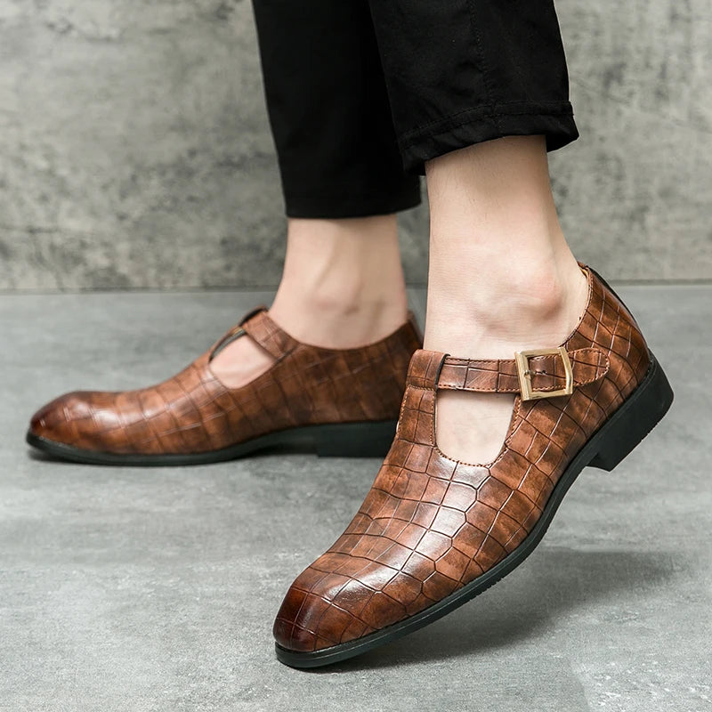 Designer Leisure Men's Sandals Summer New Alligator Pattern Buckle Strap Flats Shoes Male Business Driving Casuals Shoes