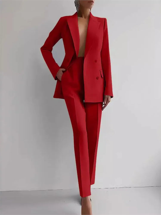 2024 Casual Long Sleeve Suit Set Office Lady Solid Elegant Slim Spring